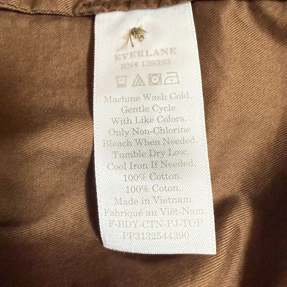 EVERLANE The Woven PJ Top S Chestnut Brown Button Up Cropped Boxy Shirt NWT B58 - Picture 6 of 6